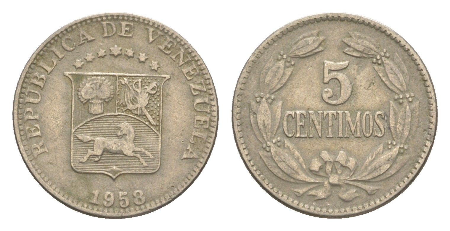 Венесуэла 5 сентимо 1958 Y 38.1 медно-никель 4613-263