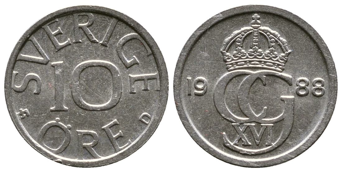 Швеция 10 эре 1988 U Карл XVI Густав (1973- ) KM 850 медно-никель 4110-1744