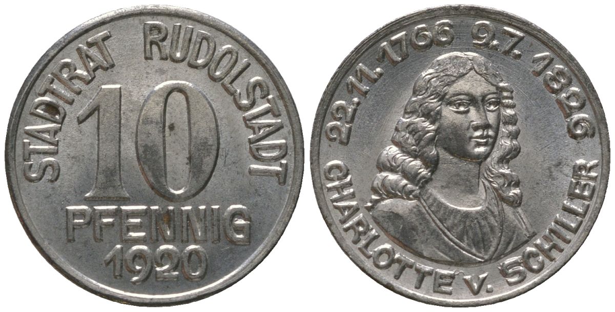 Рудольштадт (Тюрингия) 10 пфеннингов 1920 Funck 457.8, Men18 27630.4 железо aUNC 4164-269