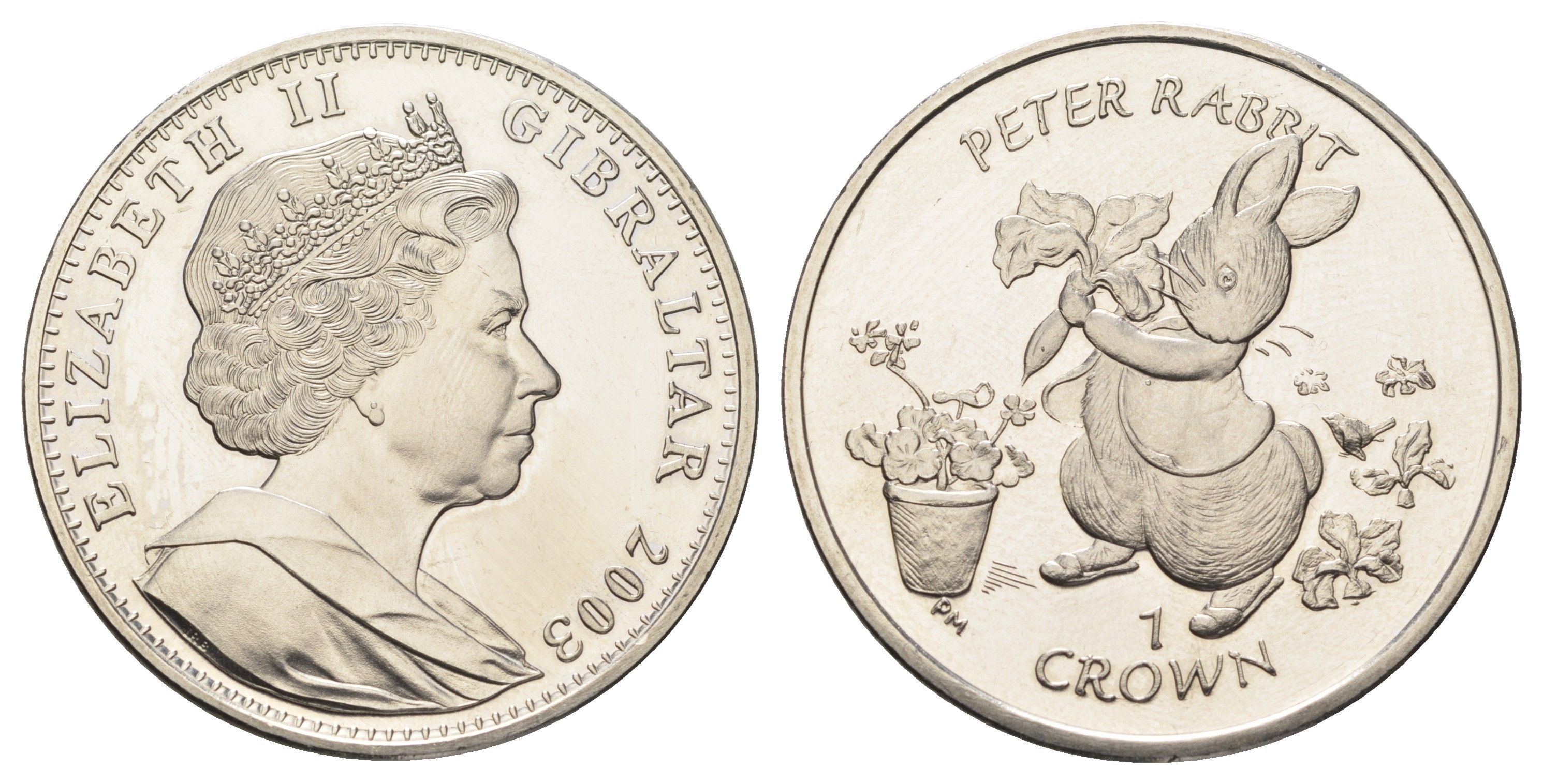 Гибралтар 1 крона 2003 Кролик Питер KM 1039.1 медно-никель BU 1524-2015