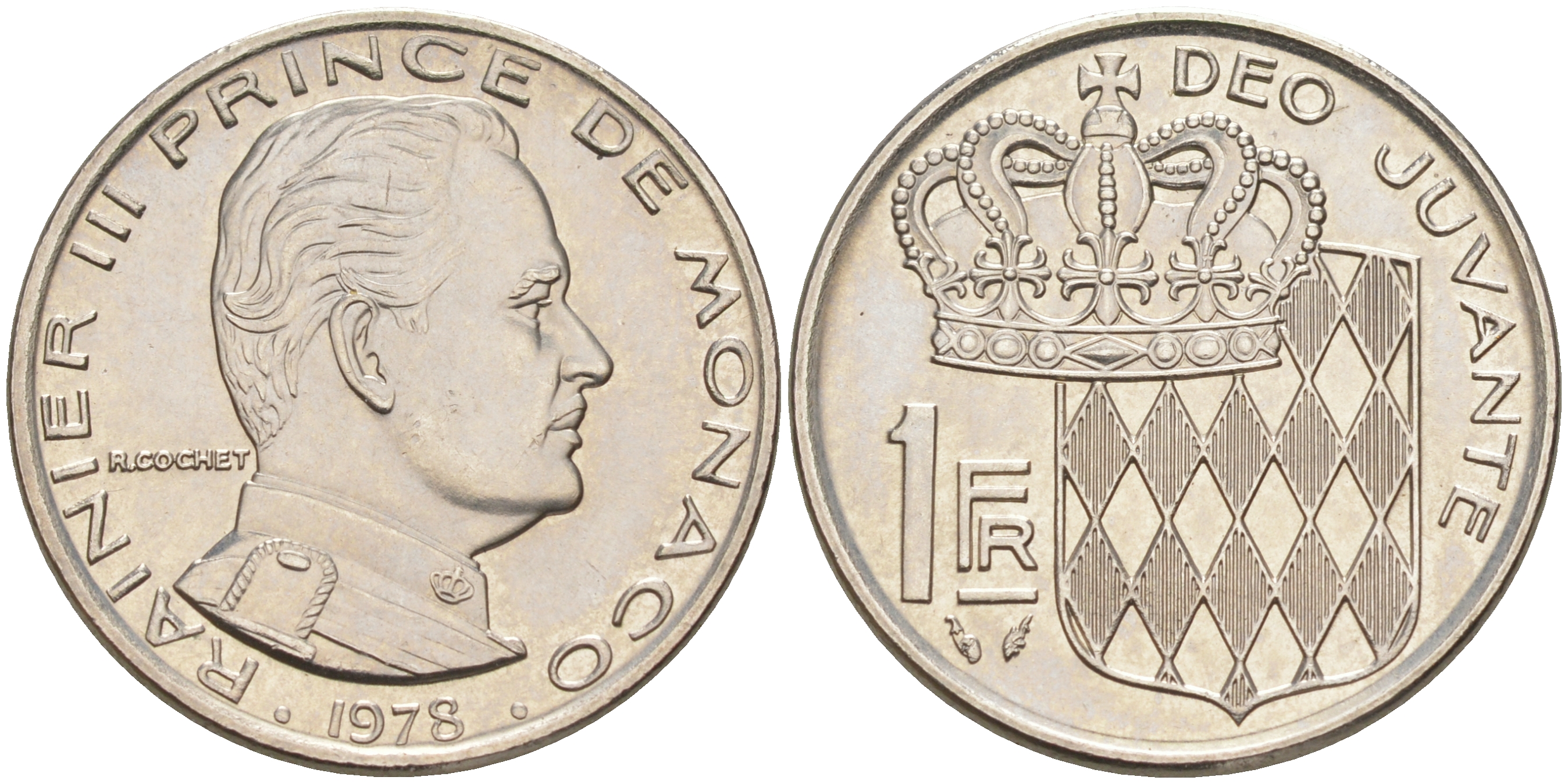 Монако 1 франк 1978 Ренье III (1949-2005) KM 140 никель 190-537