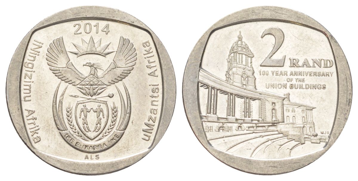 ЮАР 2 ранда 2014 100 лет Зданию Союза медь плакированная никелем aUNC 4628-341