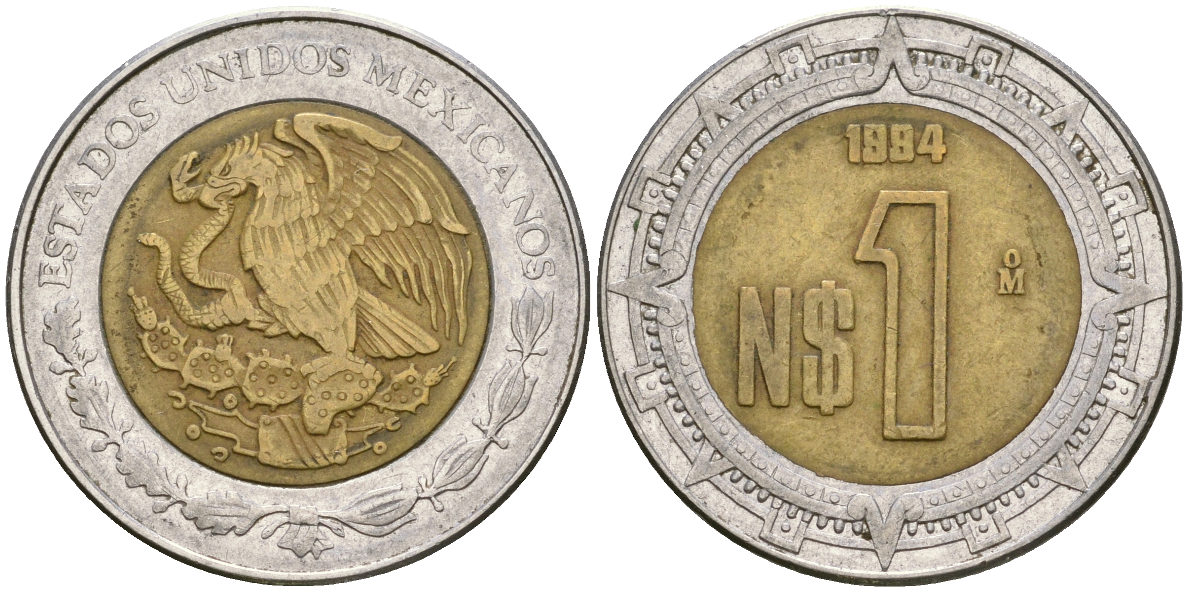 Мексика 1 песо 1994 KM 550 биметалл 4364-451