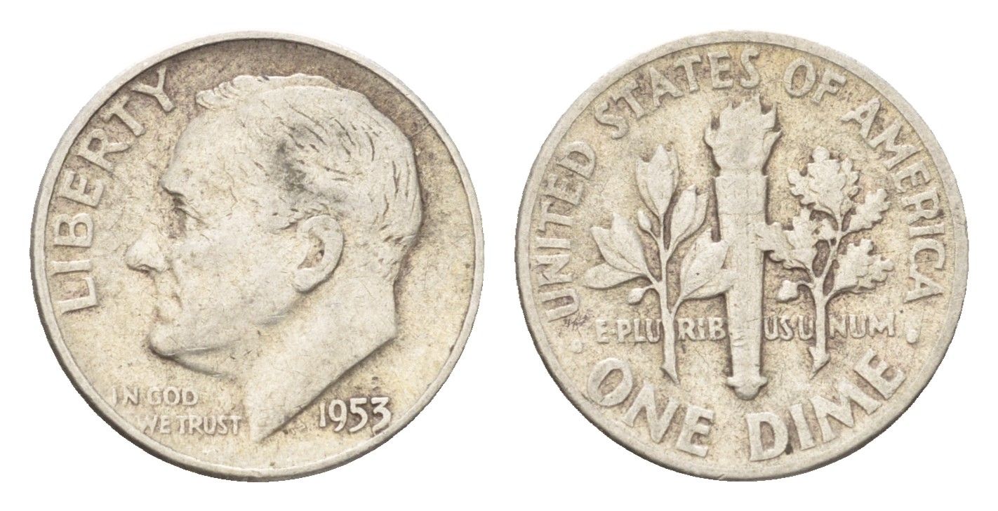 США 1 дайм (10 центов) 1953 KM 195 серебро 4580-1026