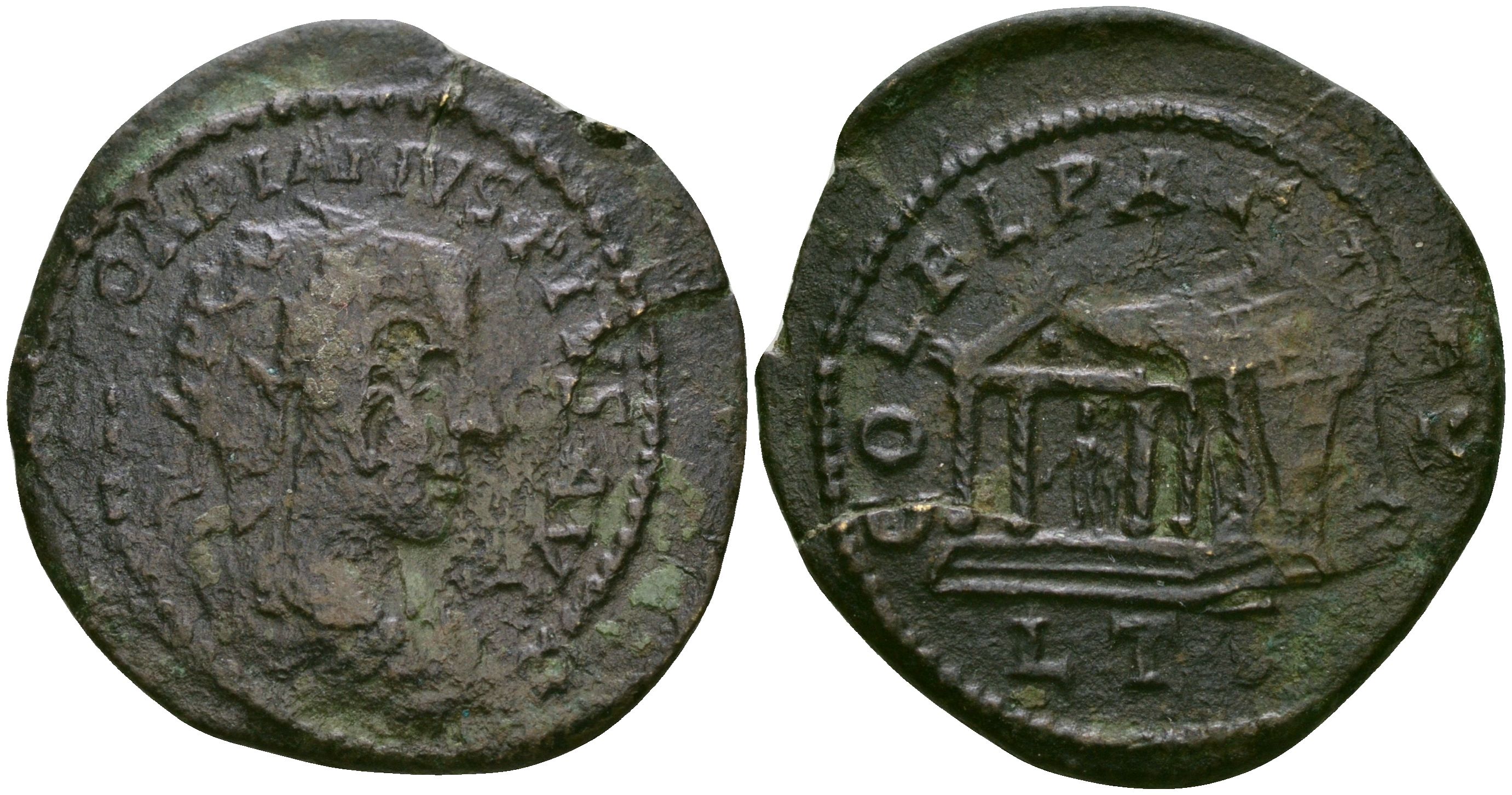 Римская Империя, Провинция Фракия, Деульт AE 238 - 244 Гордиан III, бюст императора / храм Афродиты ( RR ) Varbanov 2816 бронза 1100-5-75