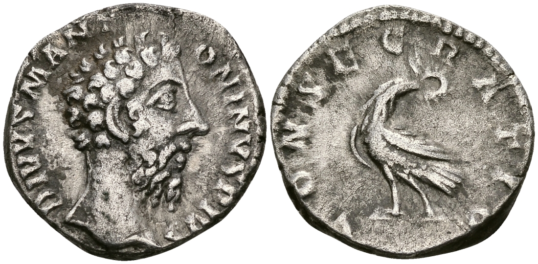 Римская Империя денарий 180 Марк Аврелий CONSECRATIO (посмертная чеканка) Рим Good Very fine RIC 267 серебро 1073-4-7-6