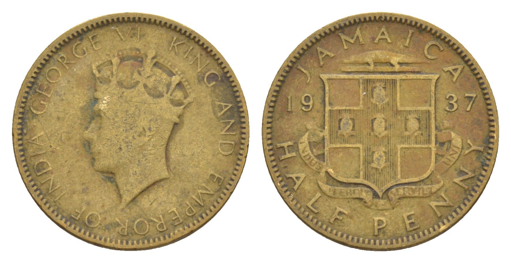 Ямайка 1/2 пенни 1937 Георг VI (1936-1952) KM 28 никель латунь 413-923