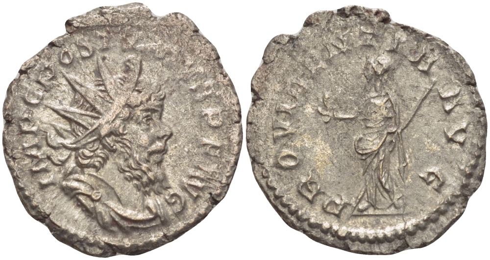 Римская Империя (императоры в Галлии) антониниан 260 - 269 Постум. IMP C POSTVMVS P F AVG / PROVIDENTIA AVG, Провиденция, держащая скипетр и сферу, Колония Агриппины, Good Very fine RIC 323 биллон 1073-13-61