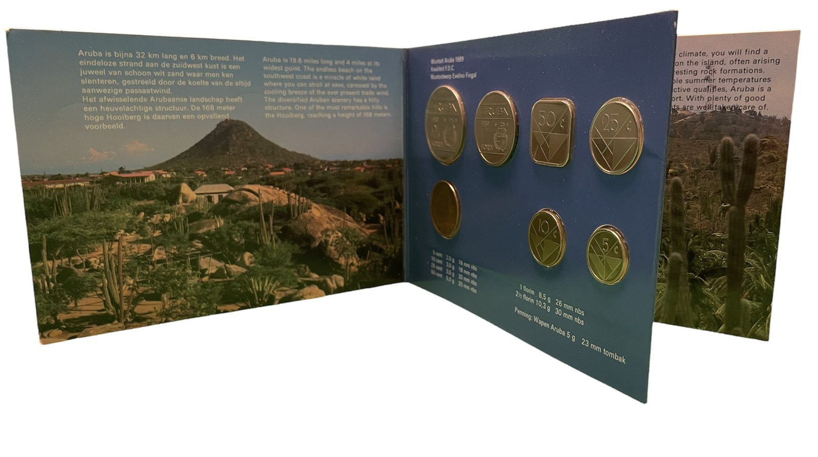 Аруба официальный набор из 6 монет 1989 в оригинальном буклете, с жетоном монетного двора KM MS4 UNC 2-5-2-33