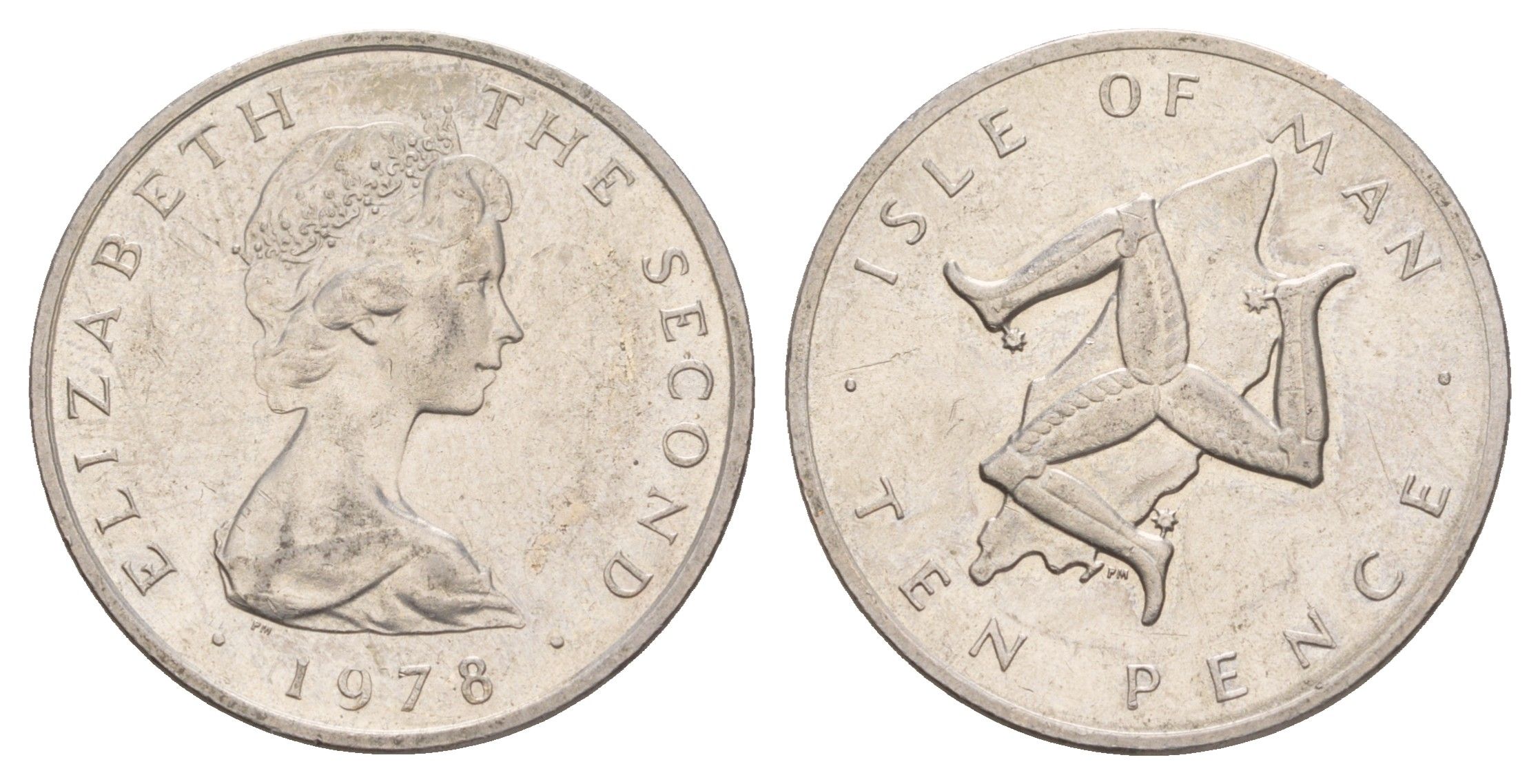 Остров Мэн 10 пенсов 1978 PM, Елизавета II (1952-2022) KM 36 медно-никель aUNC 4654-657