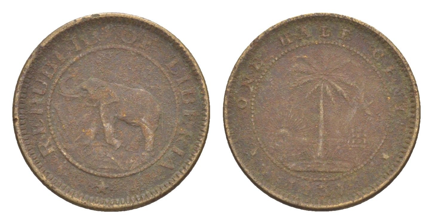 Либерия 1/2 цента 1937 KM 10 латунь 4614-862