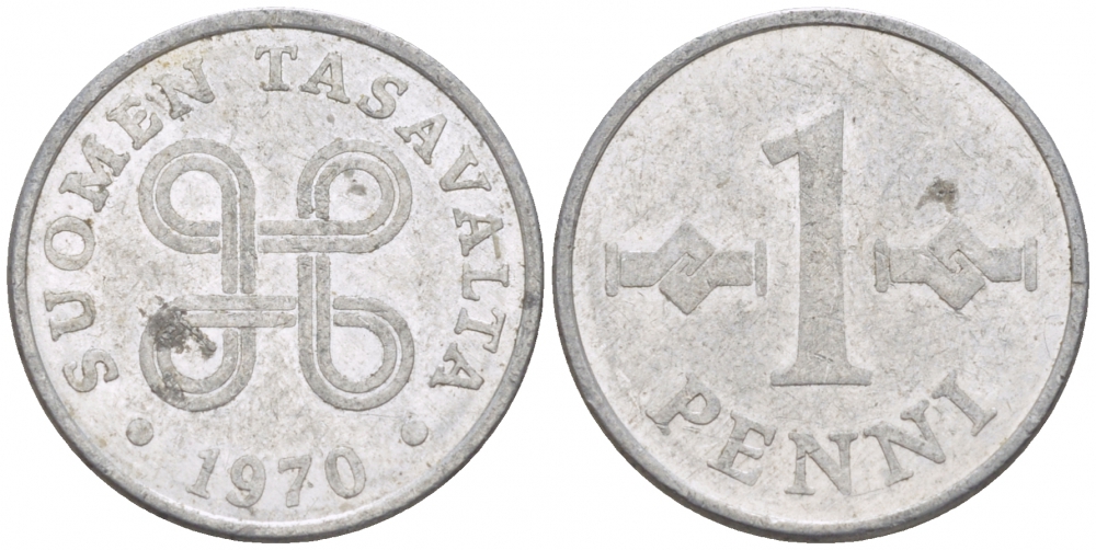 ФИНЛЯНДИЯ 1 ПЕННИ 1970 КМ 44a алюминий 3309-261