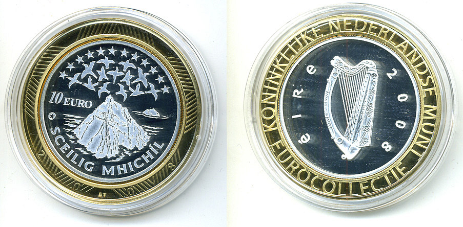 Ирландия 10 евро 2008 Европейское культурное наследие, монастырь на острове Скеллиг-Майкл KM 54 серебро PROOF 05-042-14