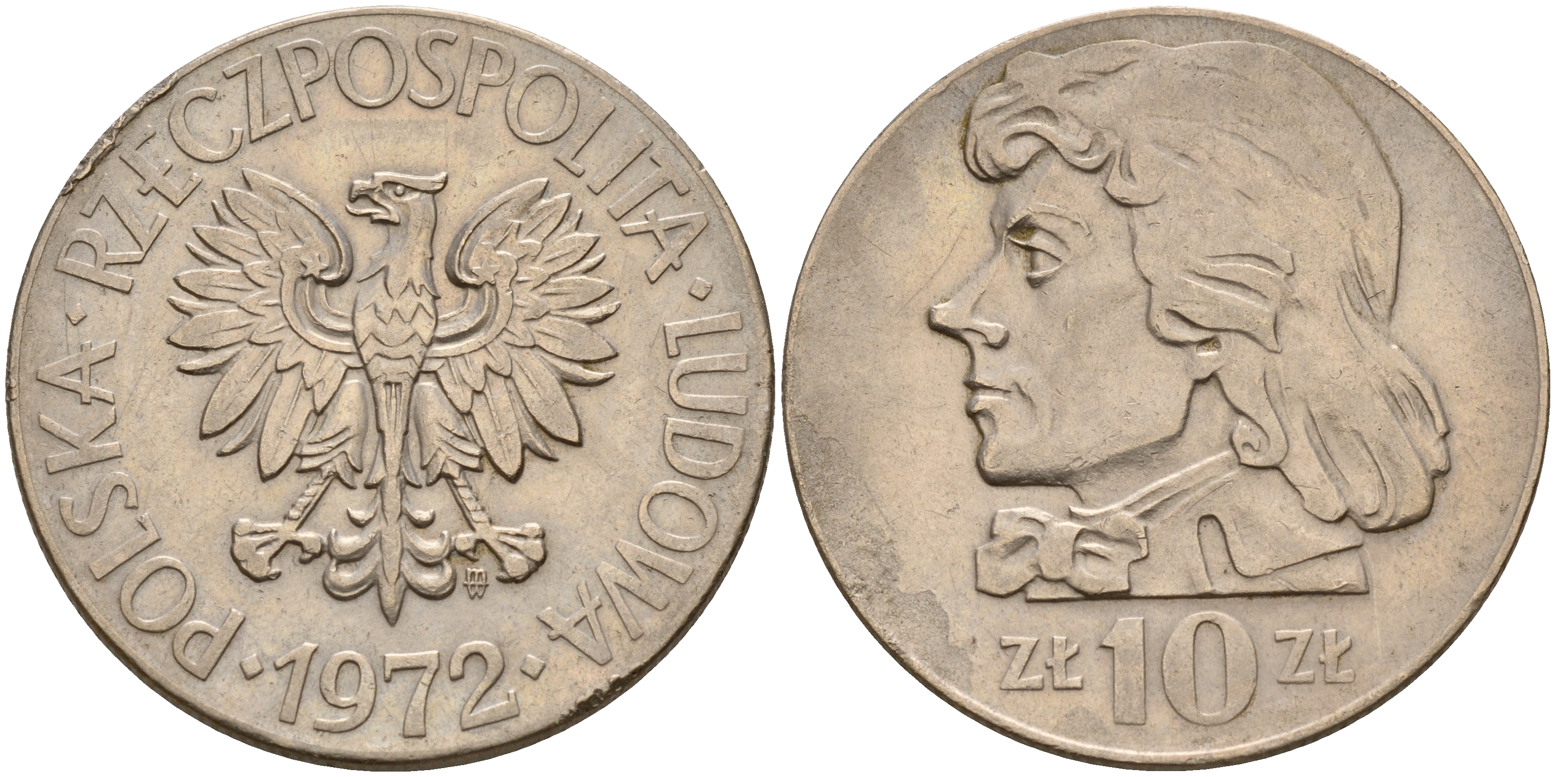 Польша 10 злотых 1972 MW, Тадеуш Костюшко KM 50а медно-никель    4601-1126