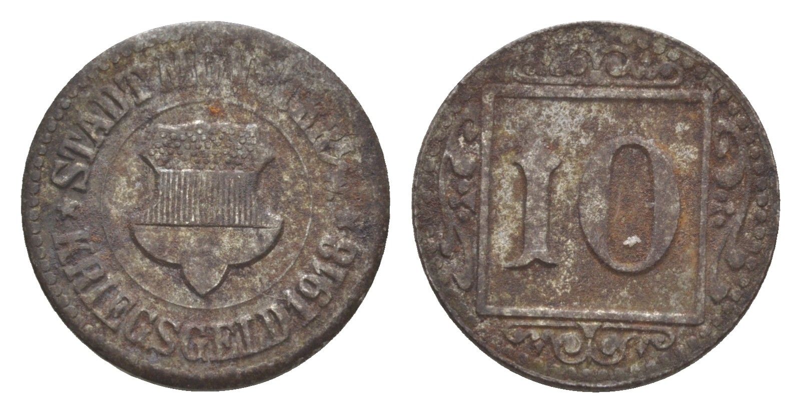 Мюнстер 10 пфеннигов 1918 Funck 350.3A, Men18 22668.1 железо 4643-1014