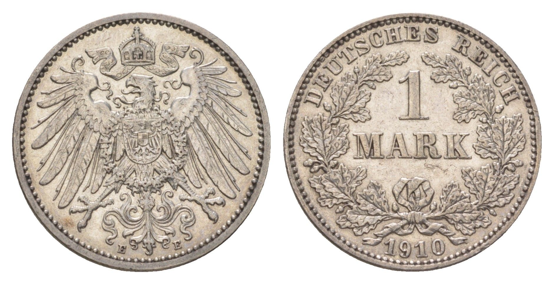 Германия 1 марка 1910 E, Вильгельм II (1888-1918) KM 14, J. 17 серебро 4626-217
