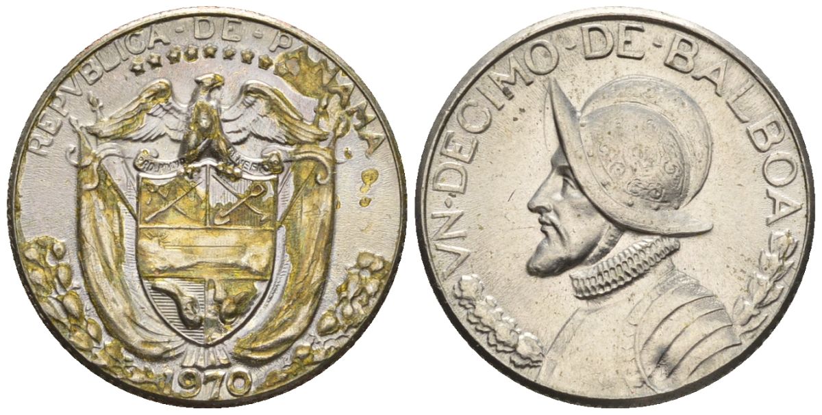 Панама 1/10 бальбоа 1970  KM 10 медь плакированная медно-никелем  aUNC  4609-913