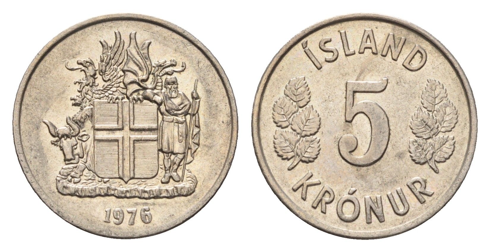 Исландия 5 крон 1976 KM 18 медно-никель UNC 188-912