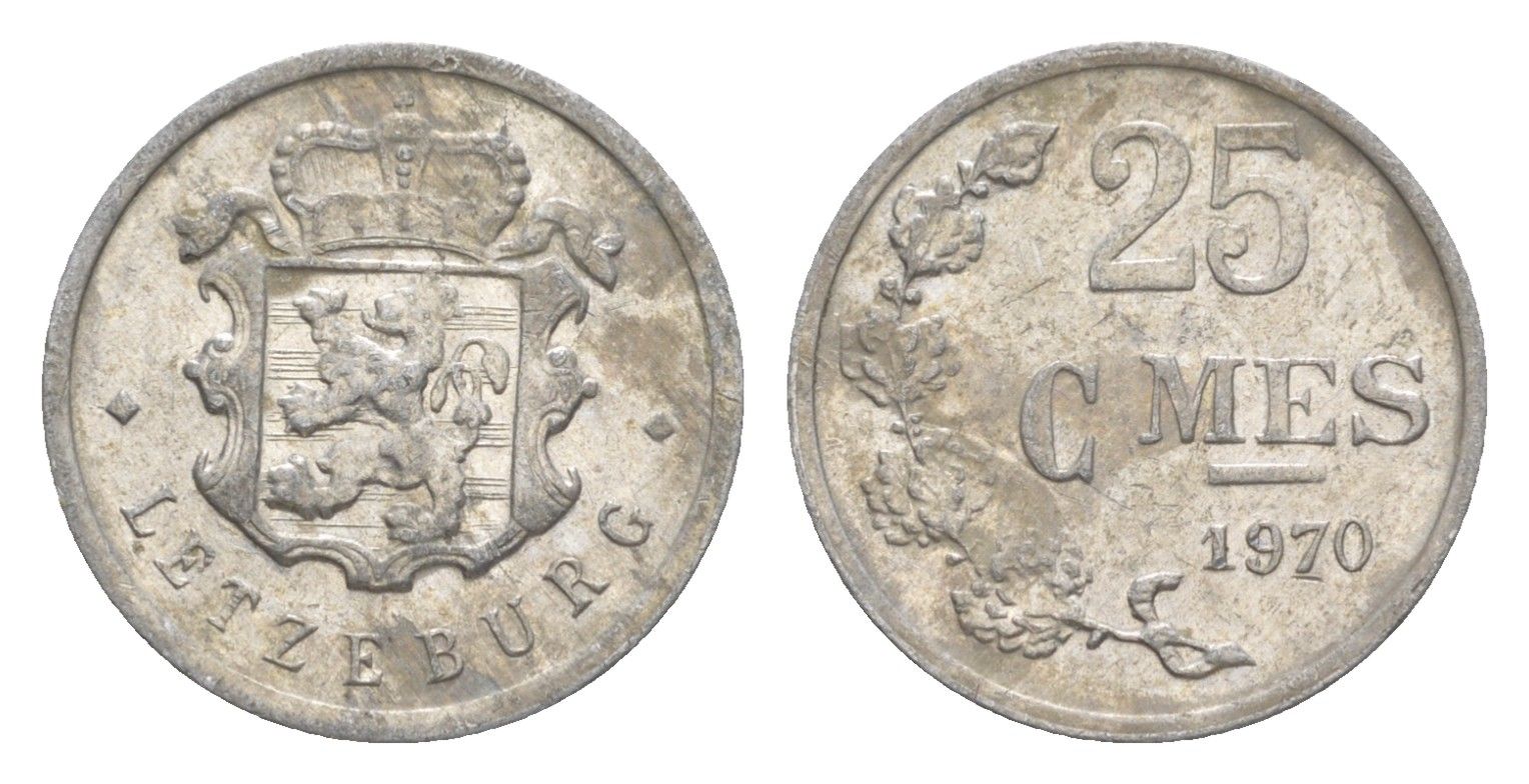 Люксембург 25 сантимов 1970 Герцог Жан (1964-1999) KM 45a.1 алюминий 4158-729