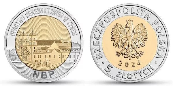 Польша 5 злотых 2024 Бенедиктинское аббатство в Тынце KM NEW биметалл  UNC  M59-03