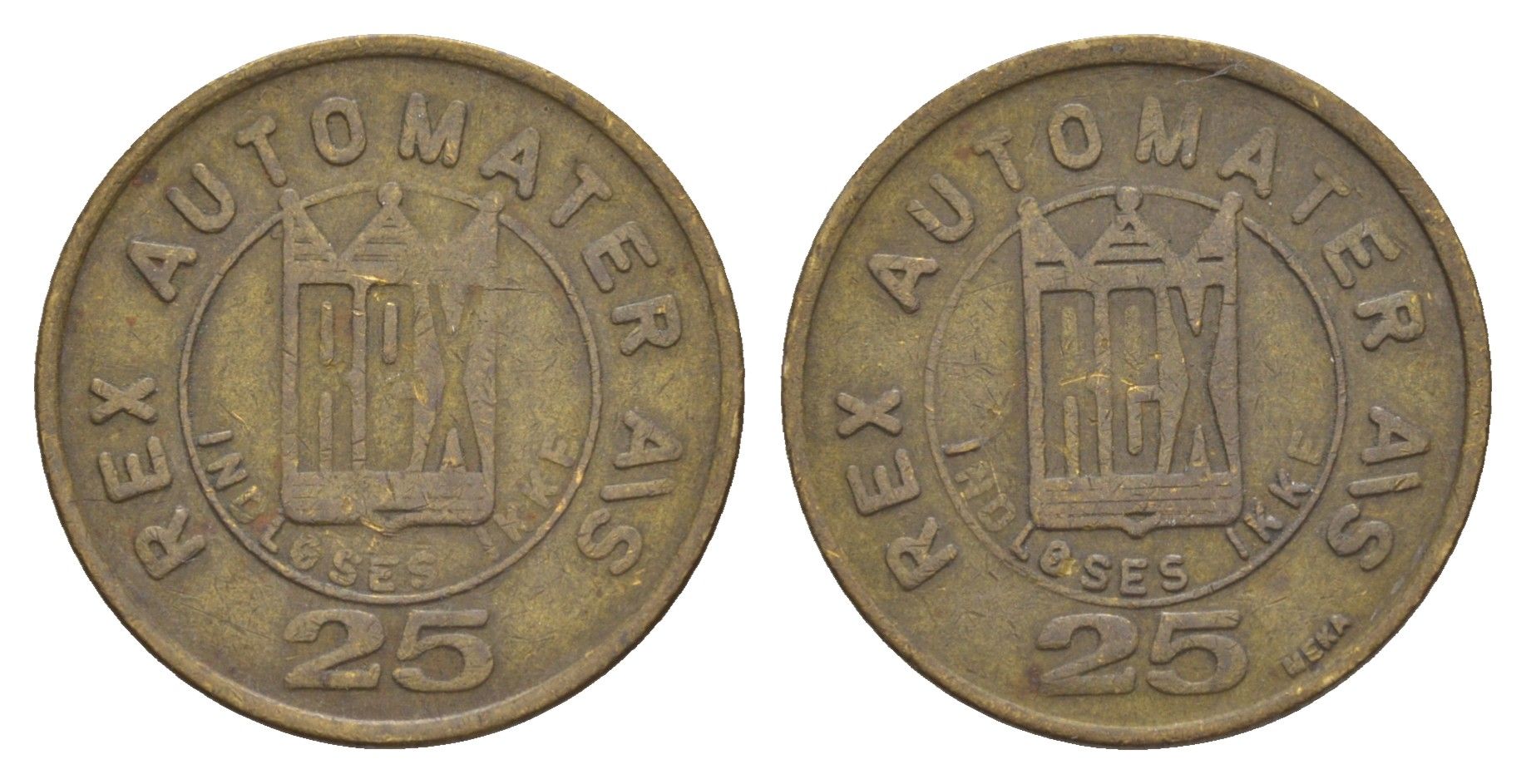 Норвегия жетон для торгового автомата в 25 эре диаметр 23 мм, вес 4 гр латунь 4656-633