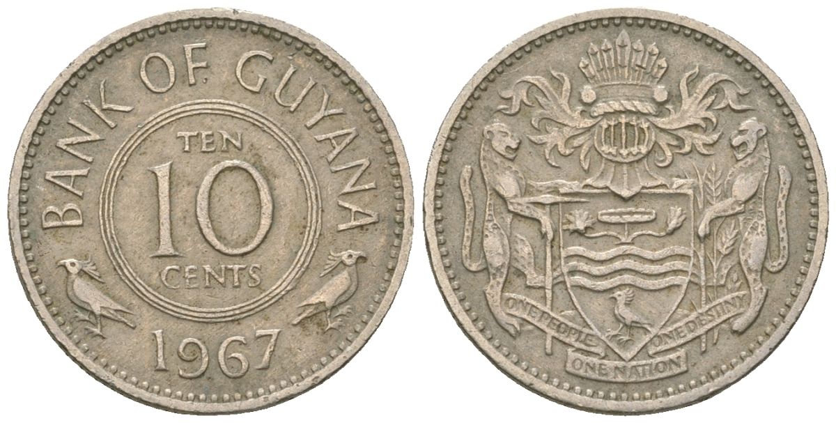 Гайана 10 центов 1967 KM 33 медно-никель 4124-618
