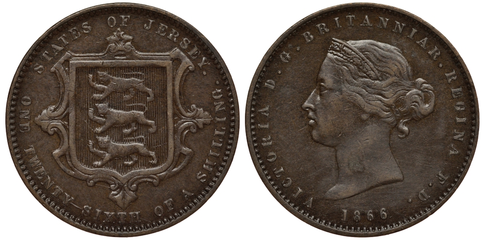 Джерси 1/26 шиллинга 1866 Виктория (1837-1901) KM 4 бронза 650-122