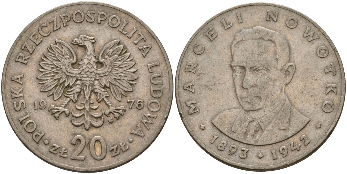 Польша 20 злотых 1976 Марсель Новотко Y 69 медно-никель 4157-115