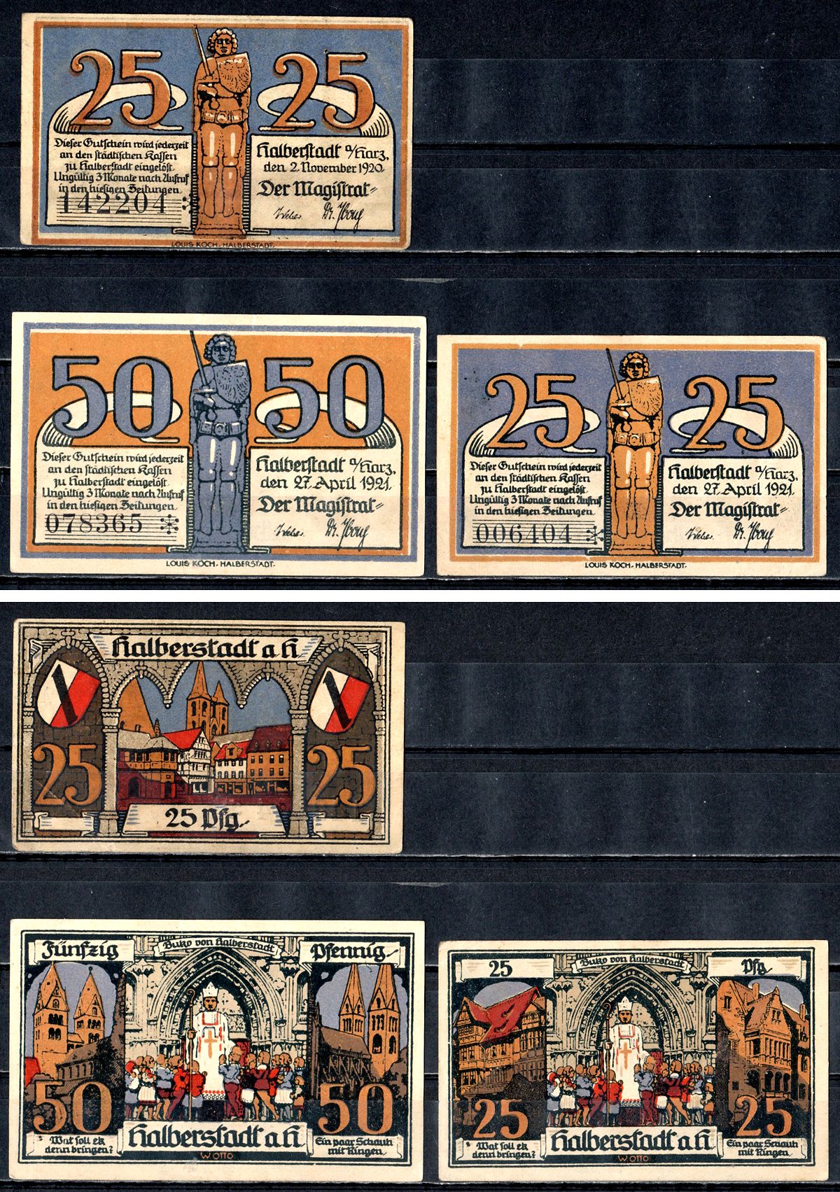 Хальберштадт (Пруссия, Саксония) набор из 3 нотгельдов 2193-4-1-2