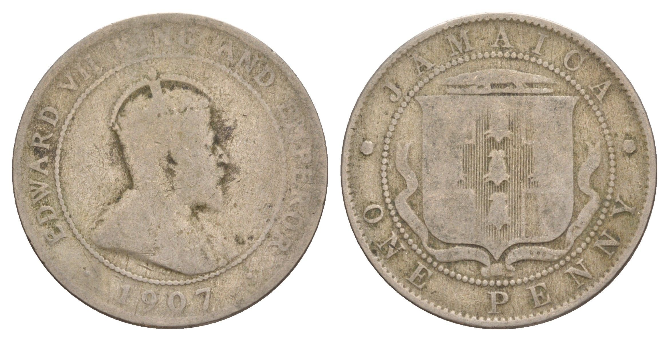Ямайка 1 пенни 1907 Эдуард VII (1901-1910) KM 23 медно-никель 4626-634