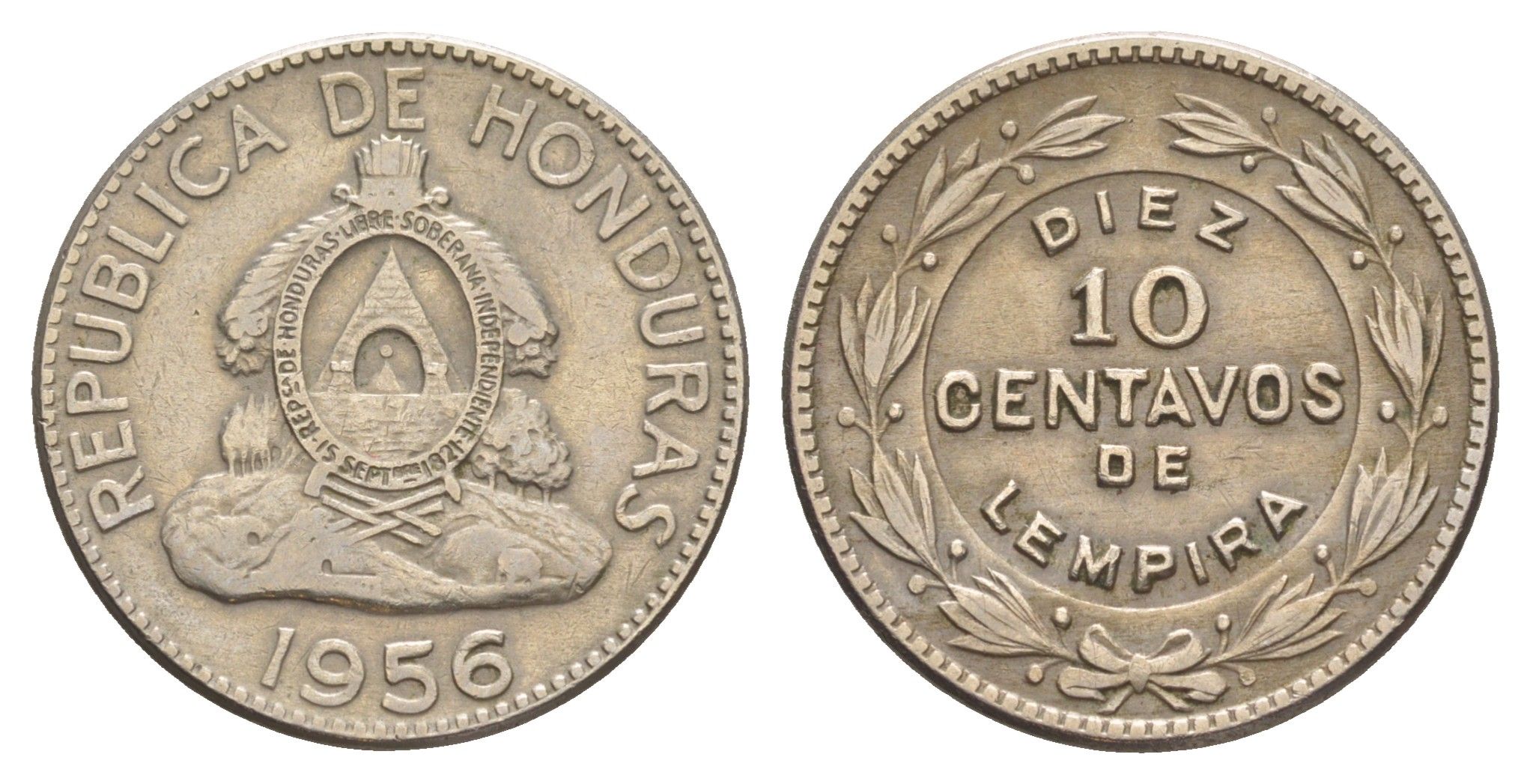 Гондурас 10 сентаво 1956 KM 76.1 медно-никель 4642-813