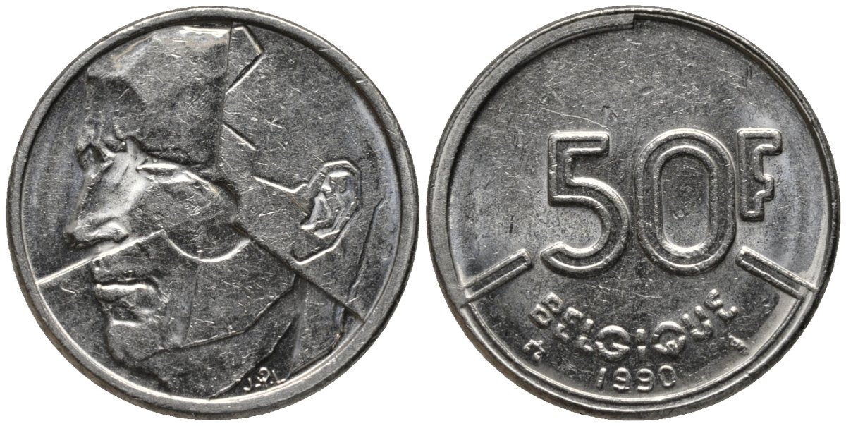 Бельгия 50 франков 1990 Belgique, Бодуэн I (1948-1993) KM 168 никель 4579-942
