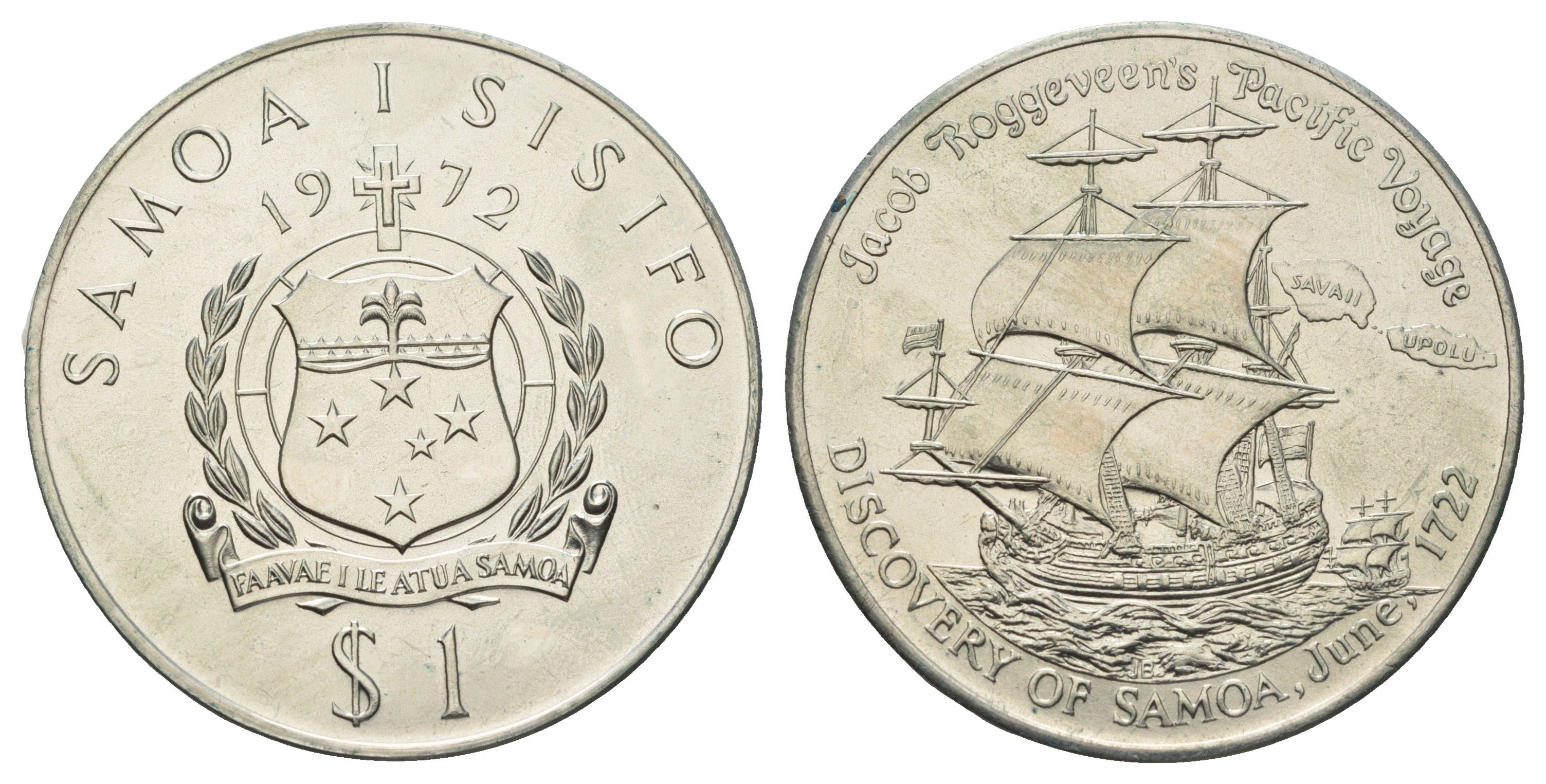 Самоа 1 тала 1972 250 лет открытию Самоа KM 11 медно-никель UNC 11-255-31
