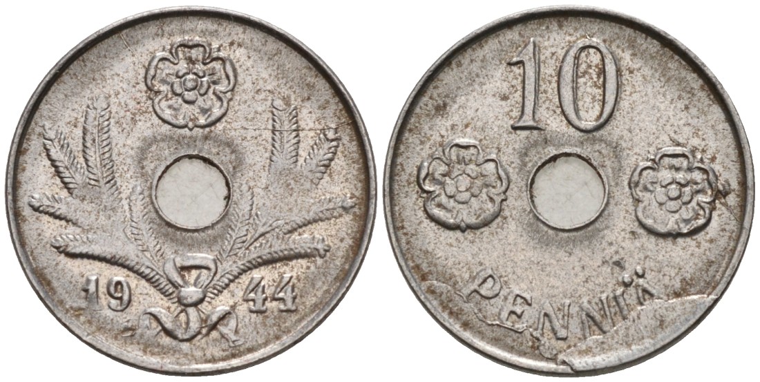 ФИНЛЯНДИЯ 10 ПЕННИ 1944 KM 34.1 железо 192-1061