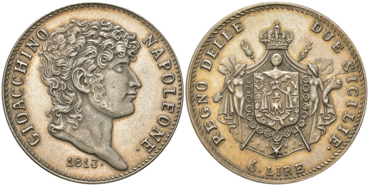 Италия КОПИЯ 5 лир 1813 KM 259 белый металл UNC 63-113