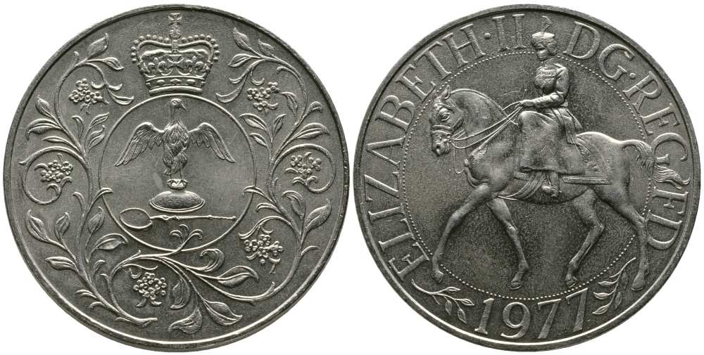 Великобритания 25 пенсов 1977 25 лет со дня коронации Елизаветы, Елизавета II (1952-2022) KM 894, Spink 4136 медно-никель UNC 107-513