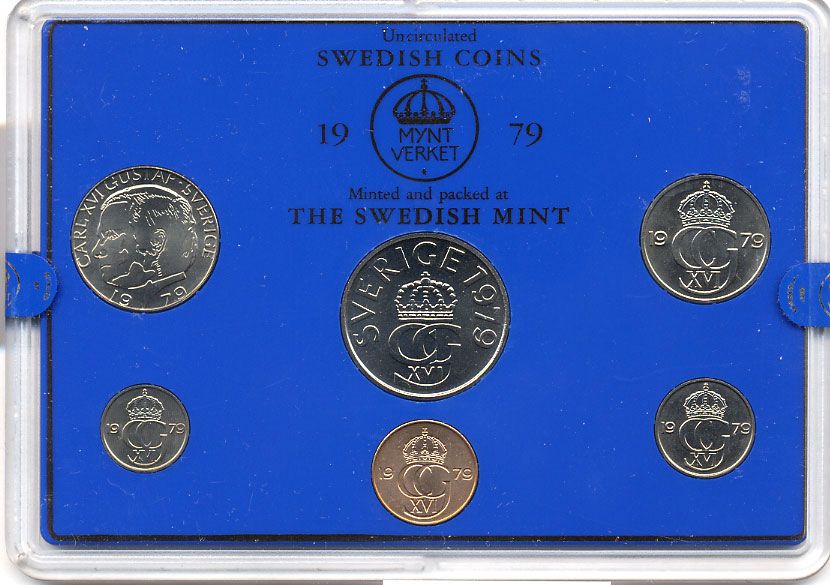 Швеция набор монетного двора из 6 монет 1979 в пластике Карл XVI Густав (1973- ) KM MS11 UNC 4-3-6-112