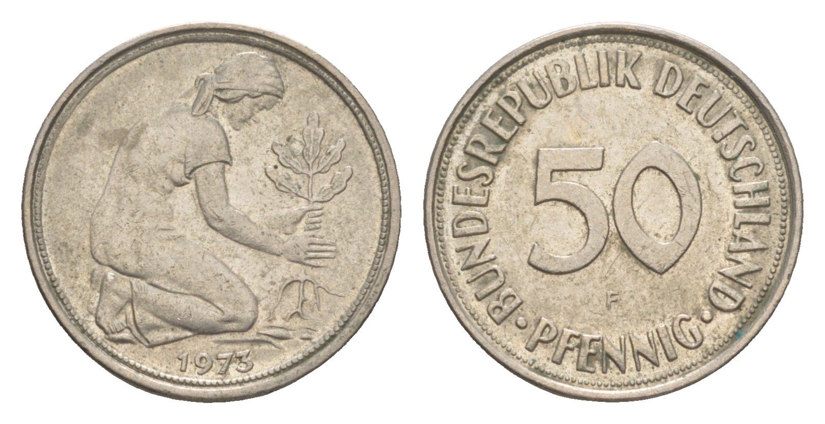 ФРГ 50 пфеннигов 1973 F KM 109, J. 384 медно-никель 4613-1128