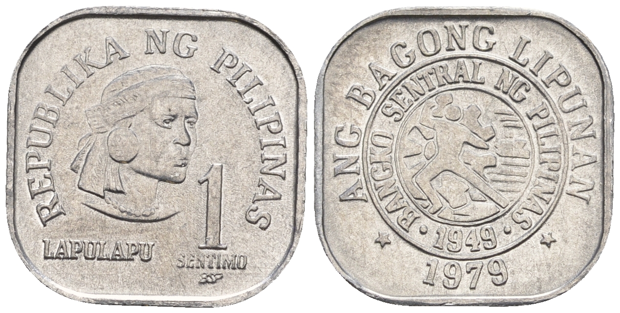 Филиппины 1 сентимо 1979 вождь острова Мактан Лапу-Лапу KM 205 алюминий  UNC  220-1068