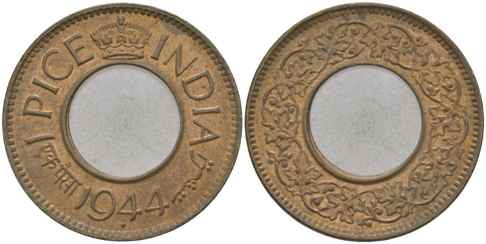 Британская Индия 1 пайс 1944 Георг VI (1936-1952) KM 533 бронза 33-1045