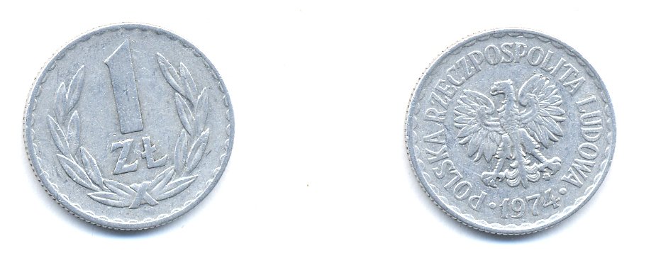 ПОЛЬША 1 ЗЛОТЫЙ 1974 KM 49.1 алюминий 4379-1337