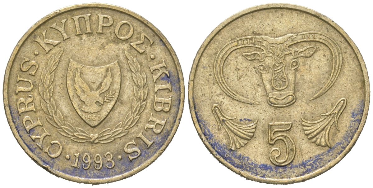 Кипр 5 центов 1993 KM 55.3 никель латунь 4621-367