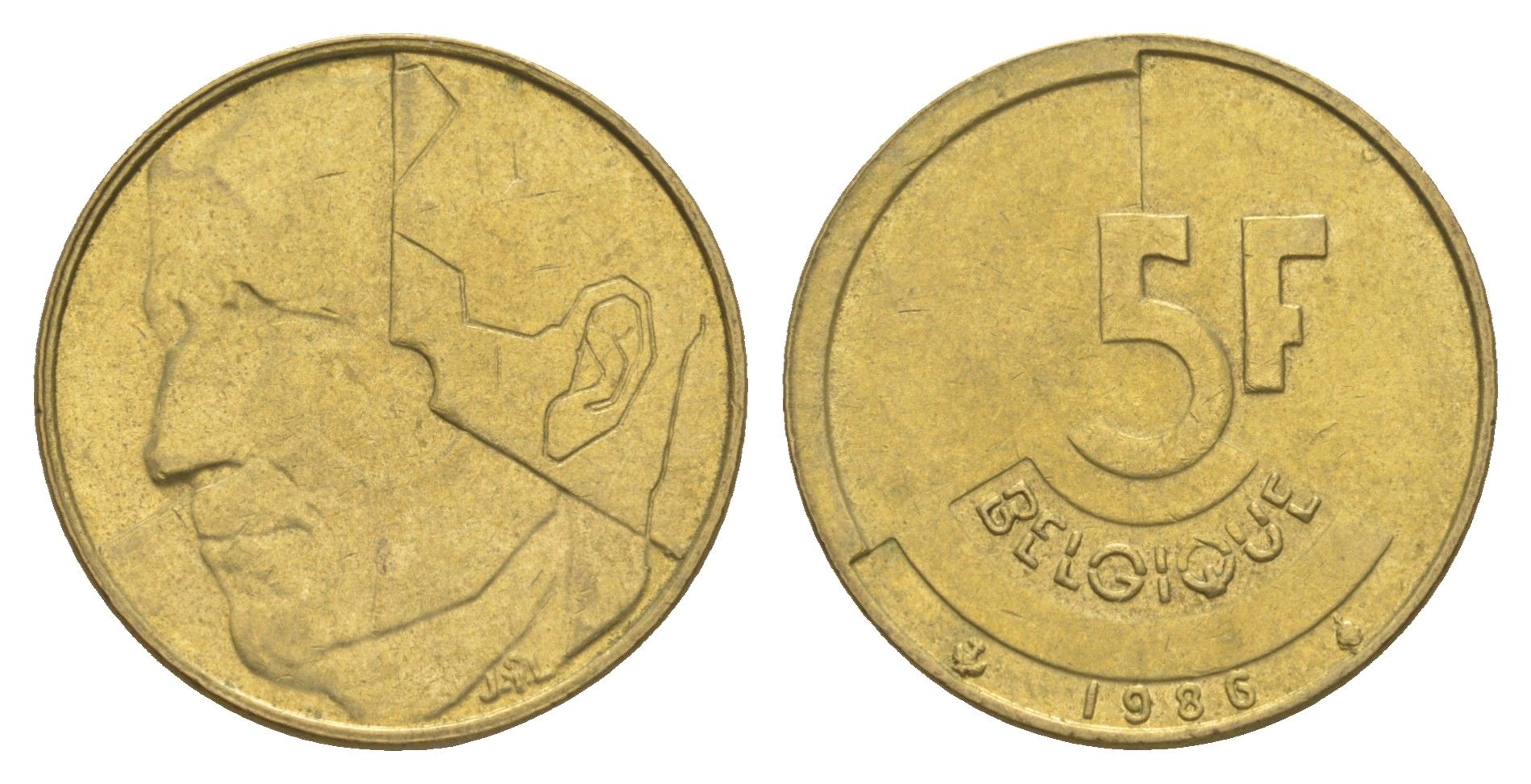 Бельгия 5 франков 1986 Belgique, Бодуэн I (1951-1993) KM 163 медь алюминий никель 4539-125