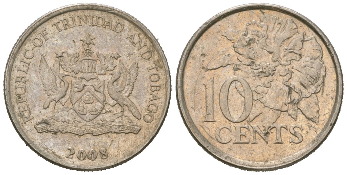 Тринидад и Тобаго 10 центов 2008 KM 31 медно-никель 4611-656