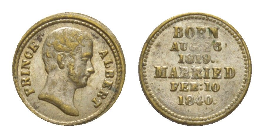 Великобритания жетон "Принц Альберт - муж королевы Виктории" XIX век вес 0,6 гр, диаметр 10,5 мм серебро UNC 1516-943