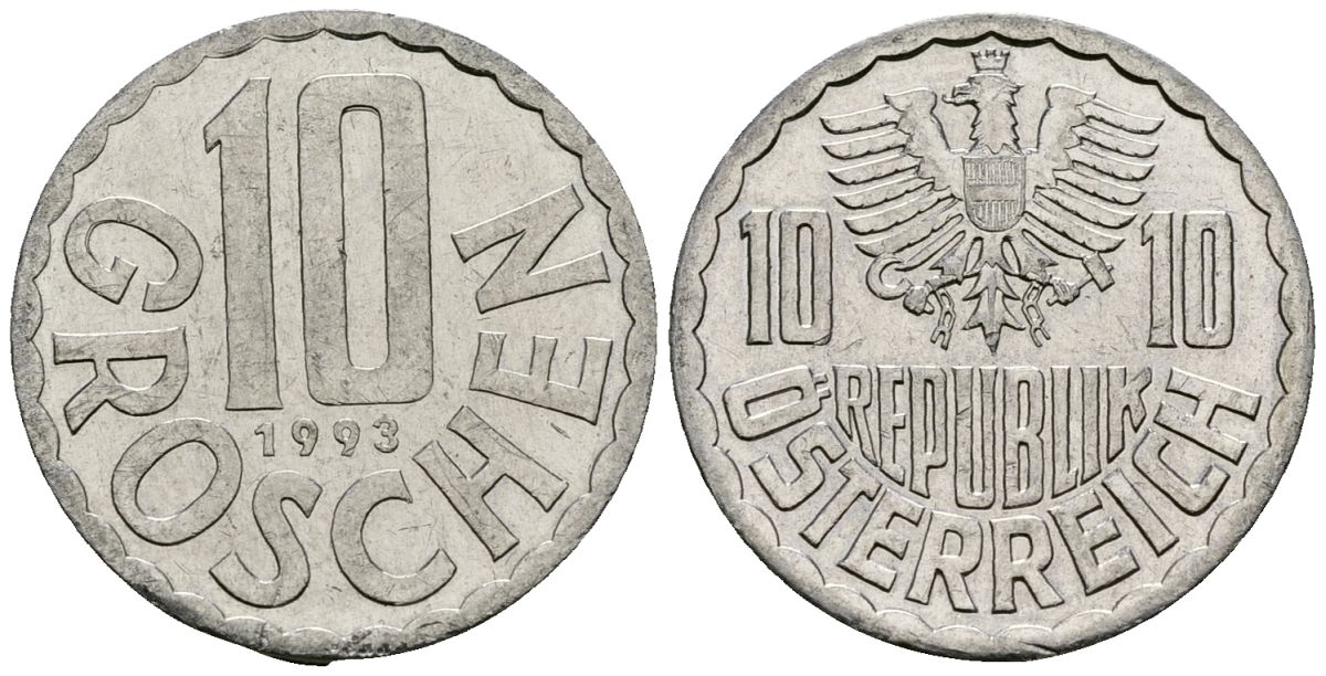 Австрия 10 грошей 1993 KM 2878 алюминий 4135-317
