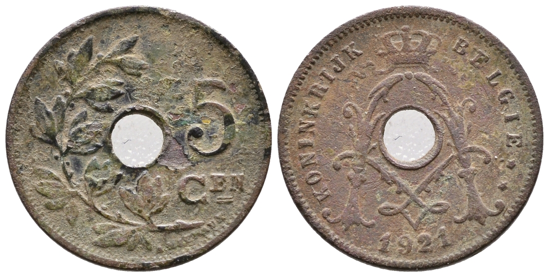 Бельгия 5 сантимов 1921 Belgie KM 67 медно-никель    4608-663