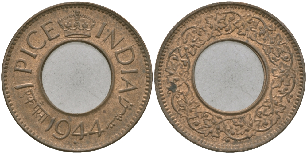 Британская Индия 1 пайс 1944 Георг VI (1936-1952) KM 533 бронза 33-1124