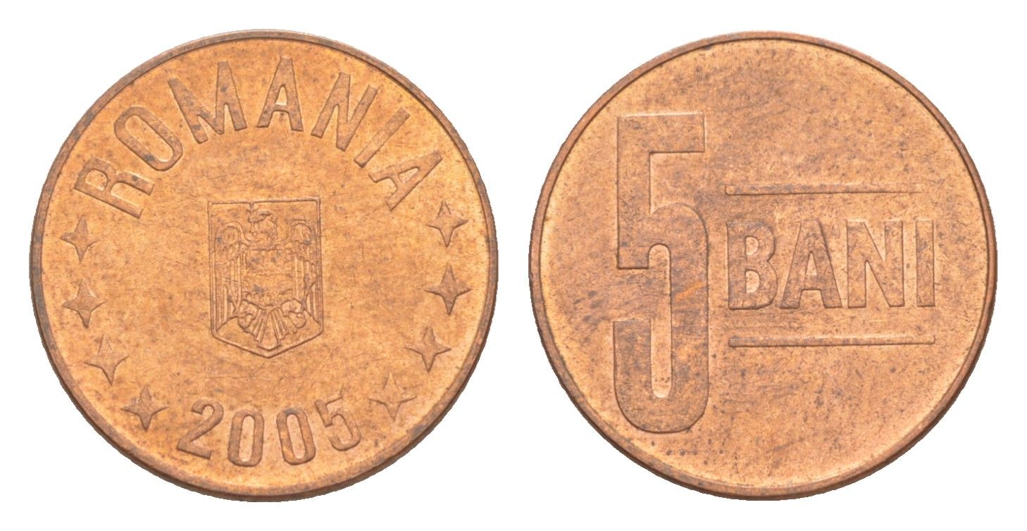 Румыния 5 бань (бани) 2005 KM 190 сталь плакированная медью UNC 4644-1258