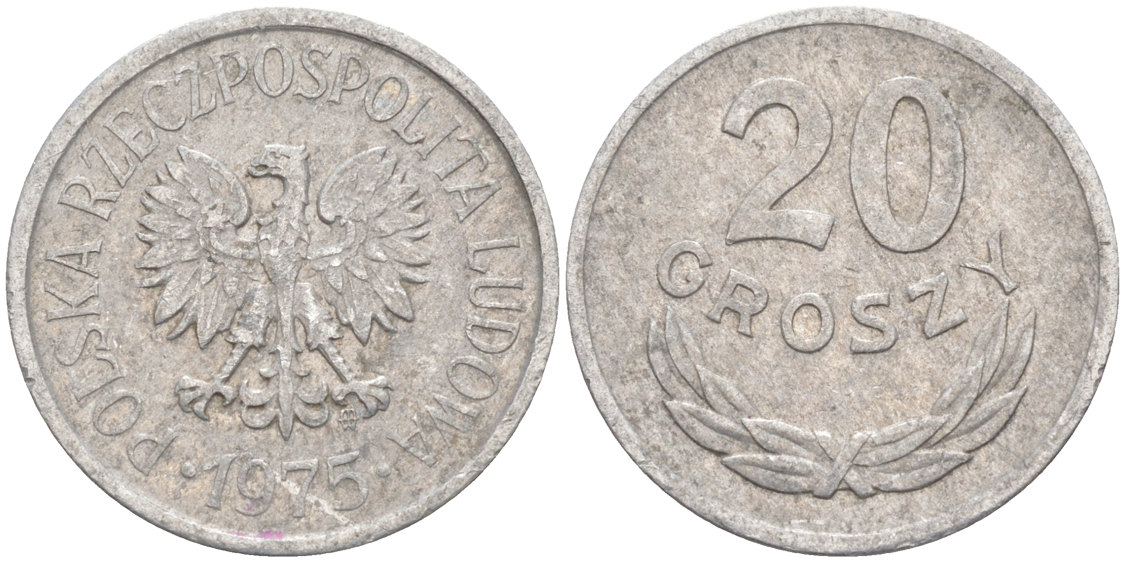 ПОЛЬША 20 ГРОШЕЙ 1975 MW KM А47 алюминий 106-451